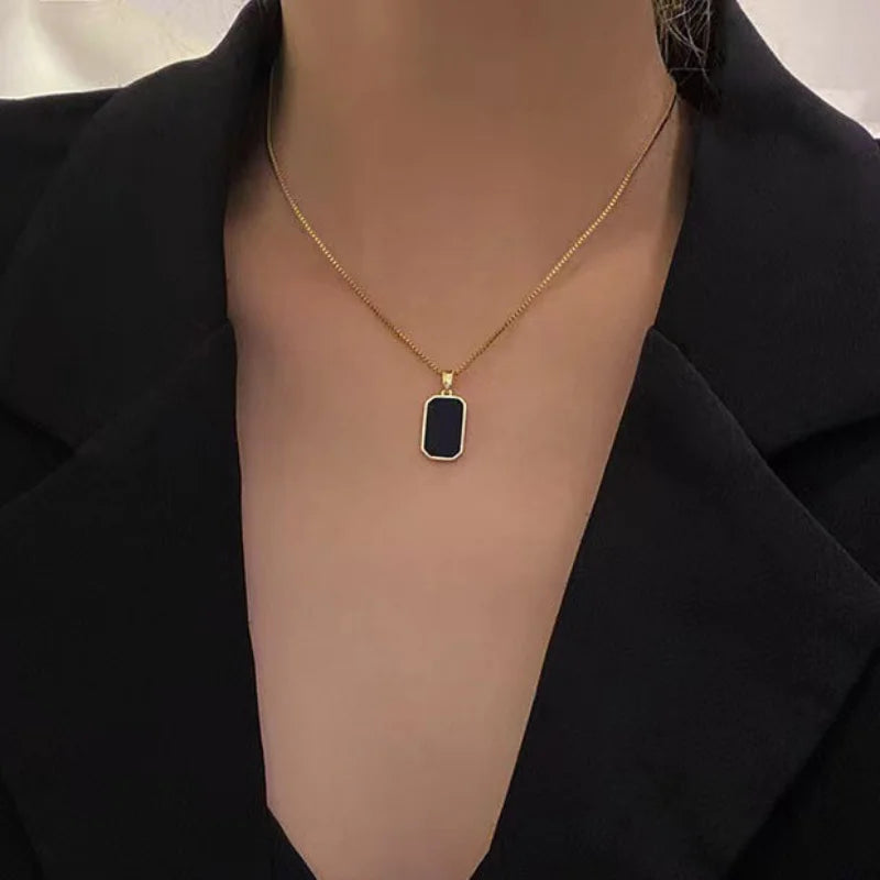 Elevate Your Style with Our Trendy Gold Square Pendant Necklace - Perfect for Parties and Gifts