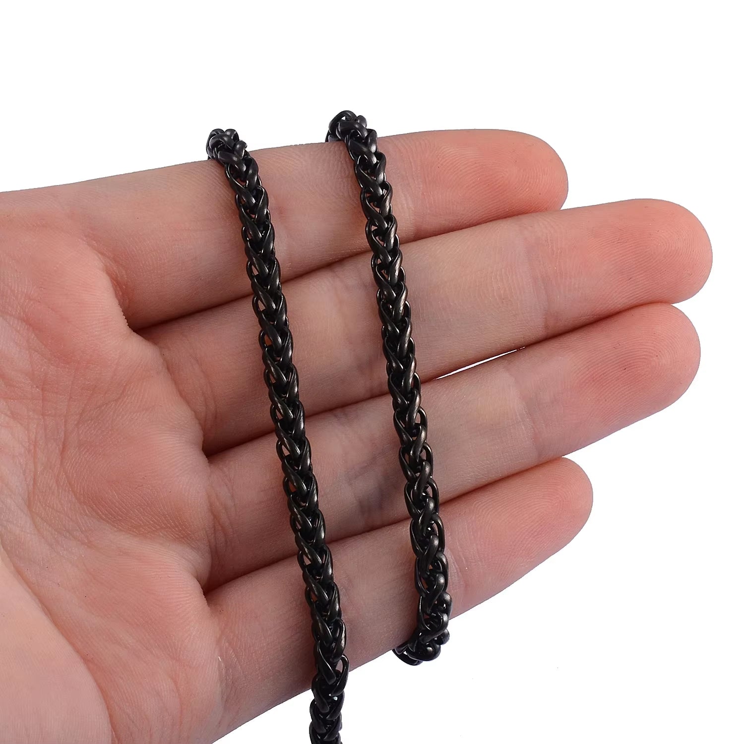 HIYEE Never Fade Stainless Steel Men Necklace Wheat Link Keel Chain High Quality Wholesale Male Jewelry Hip Hop Rock Punk Gift