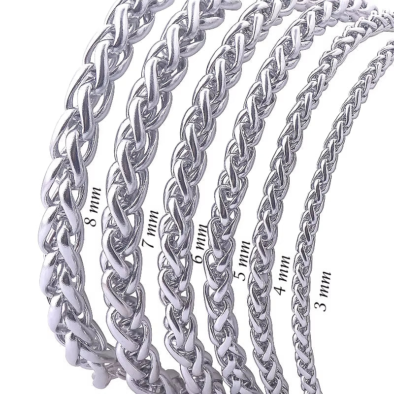 HIYEE Never Fade Stainless Steel Men Necklace Wheat Link Keel Chain High Quality Wholesale Male Jewelry Hip Hop Rock Punk Gift