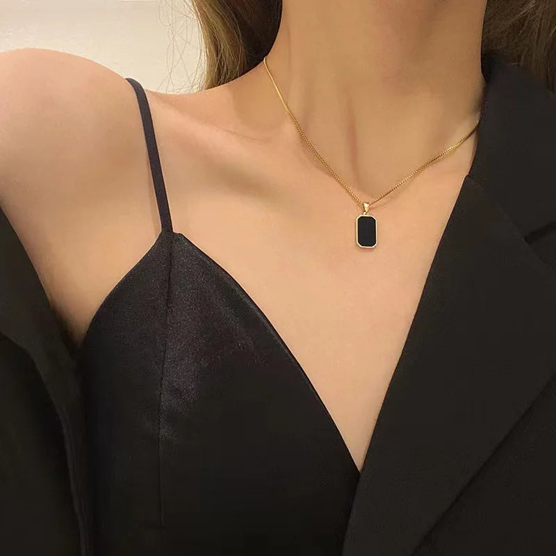 Elevate Your Style with Our Trendy Gold Square Pendant Necklace - Perfect for Parties and Gifts