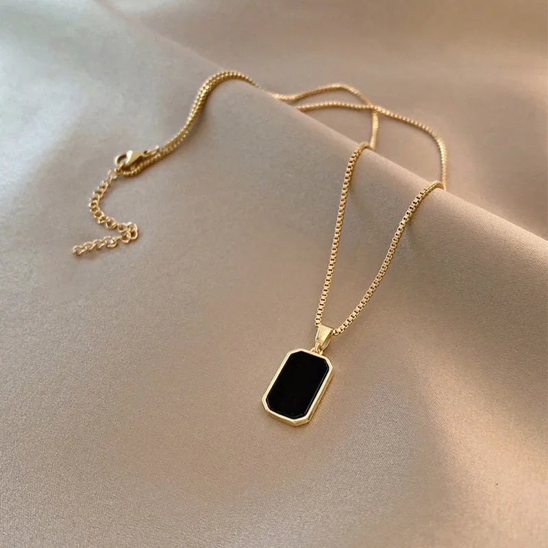 Elevate Your Style with Our Trendy Gold Square Pendant Necklace - Perfect for Parties and Gifts